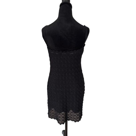 Laundry by Shelli Segal Black Crochet Lace Slip Dress L Made in USA - Picture 7 of 8
